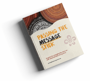 Photograph of a report with the title 'Passing the Message Stick'
