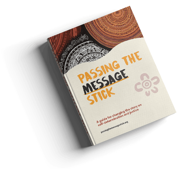Photograph of a report with the title 'Passing the Message Stick'