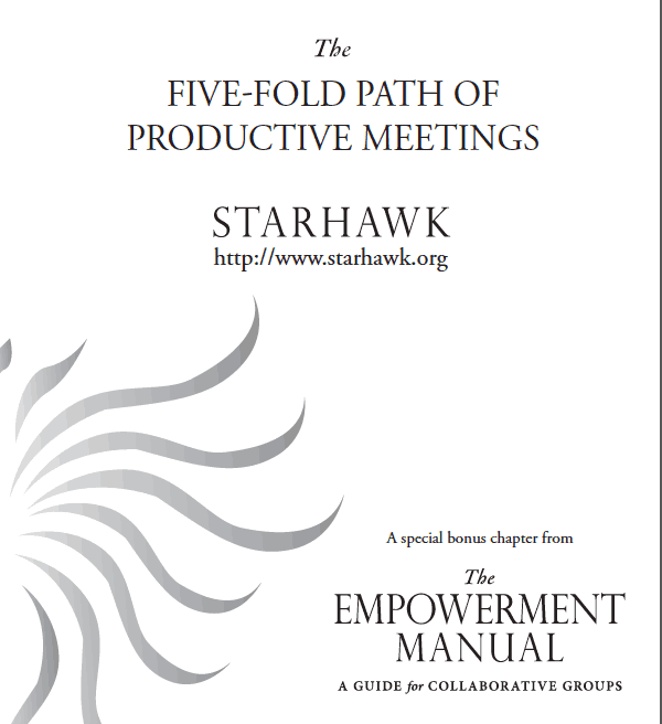 Cover of Starhawk's 'The Five-Fold Path of Productive Meetings'