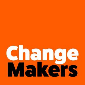 Text reads 'Change Makers' (Text on orange background)