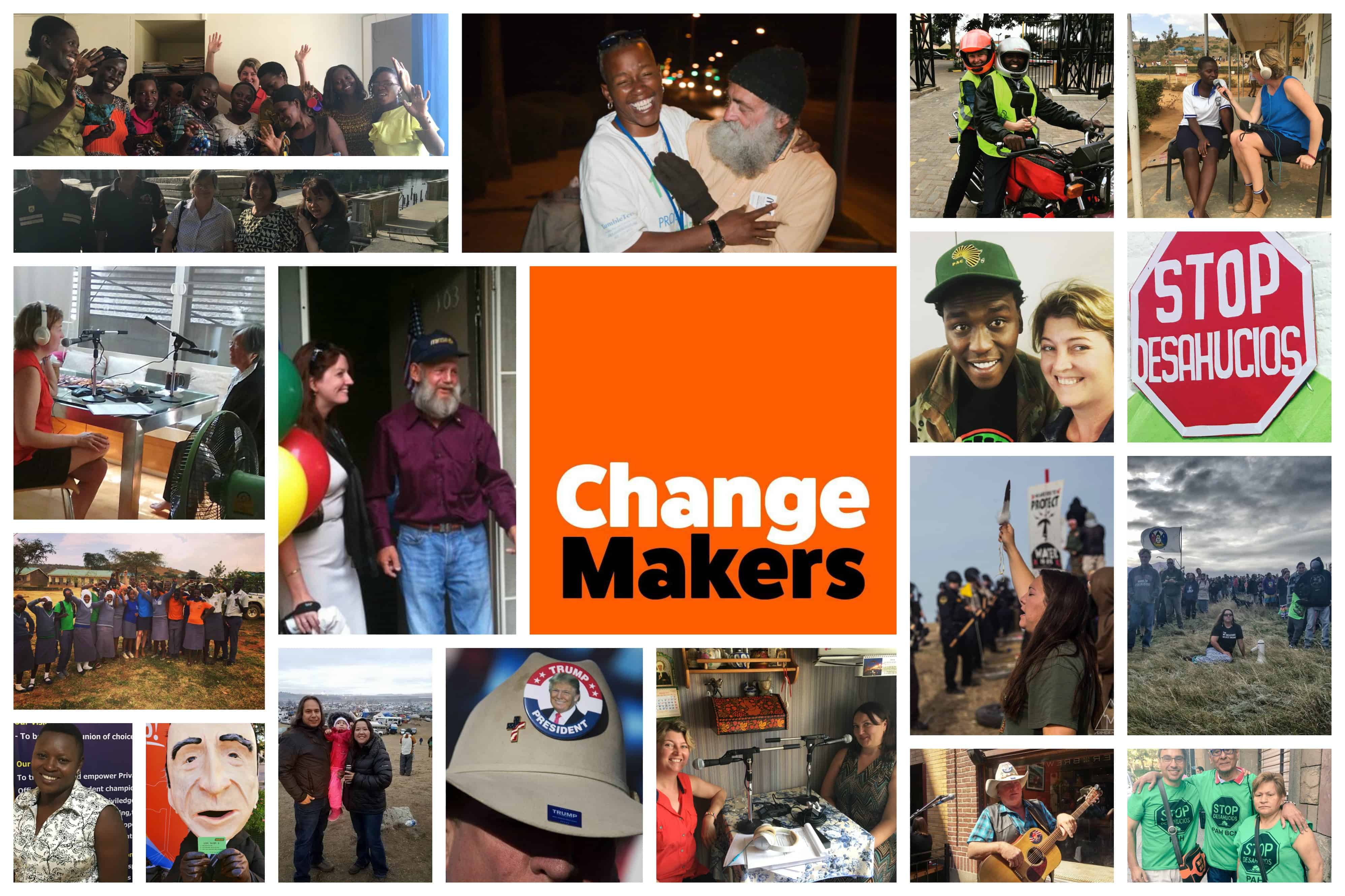A collage of photographs taken with people featured on the ChangeMakers podcast.