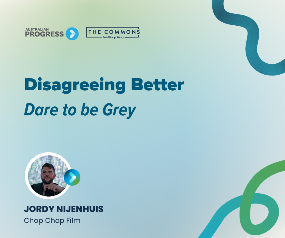Banner image entitled Progress 2026: Disagreeing Better: Dare to be Grey