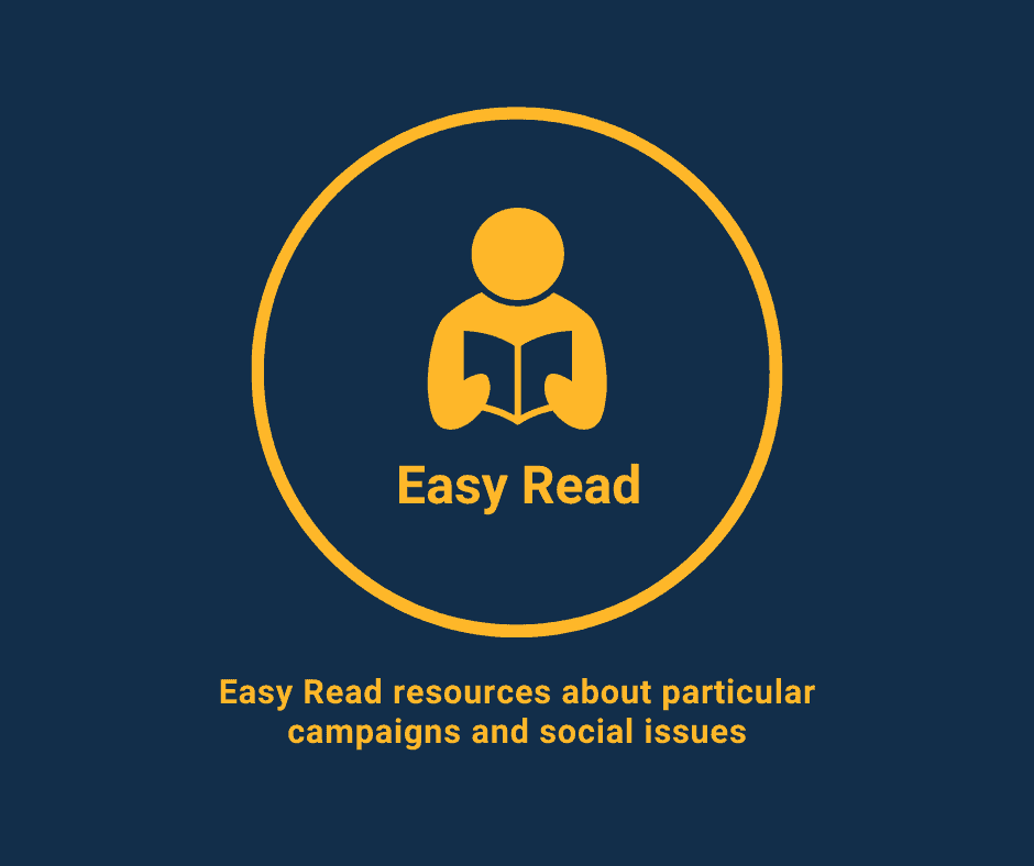 easy read symbol features an icon of a person reading book framed in a circle|a man posting his vote in a cardboard election box. There is an election supervisor wearing a blue vest with a official tag around his neck looking at the man posting his vote in the box.|an illustraion of a rainbow flag|an illustration of an Australian Aboriginal design featuring arrows