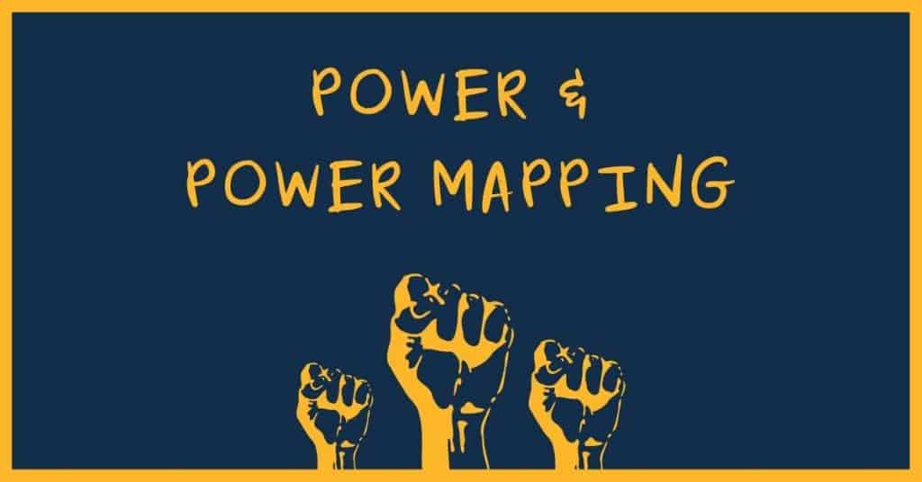 illustration of three fists in a row in different sizes. Text title reads Power and Power mapping