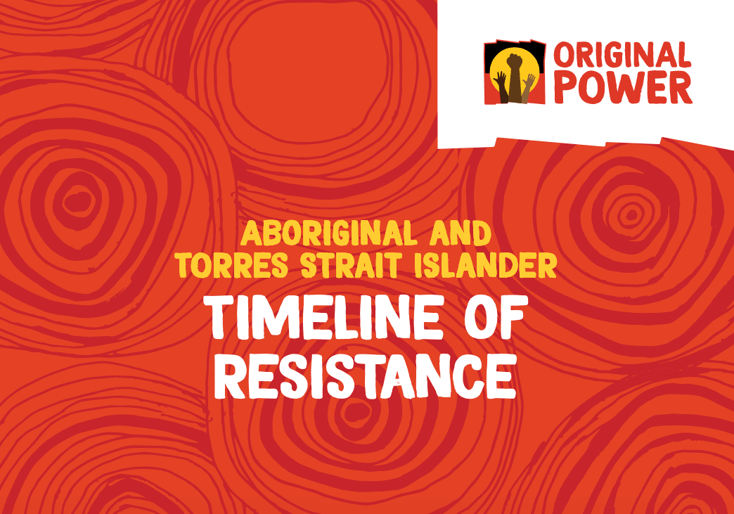 Cover slide of the Aboriginal and Torres Strait Islander Timeline of Resistance