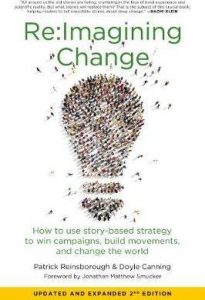 Cover of the Re:Imagining Change book featuring a picture of a light globe made up of several people.