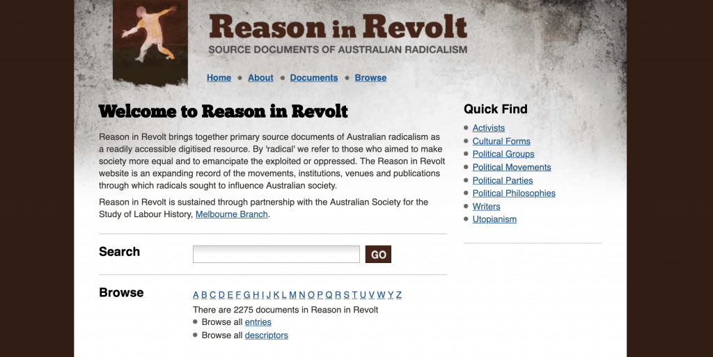 screenshot of Reason in Revolt website