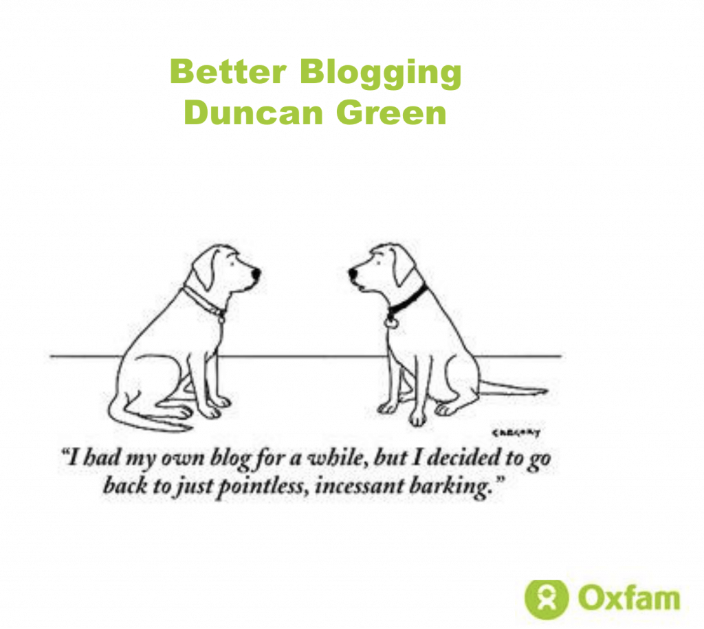 cartoon of two dogs - one says to the other "I had my own blog for a while, but I decided to go back to blatant, incessant barking."