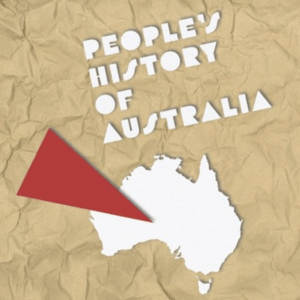 paper cut of a red triangle pointing to a cut out of australia
