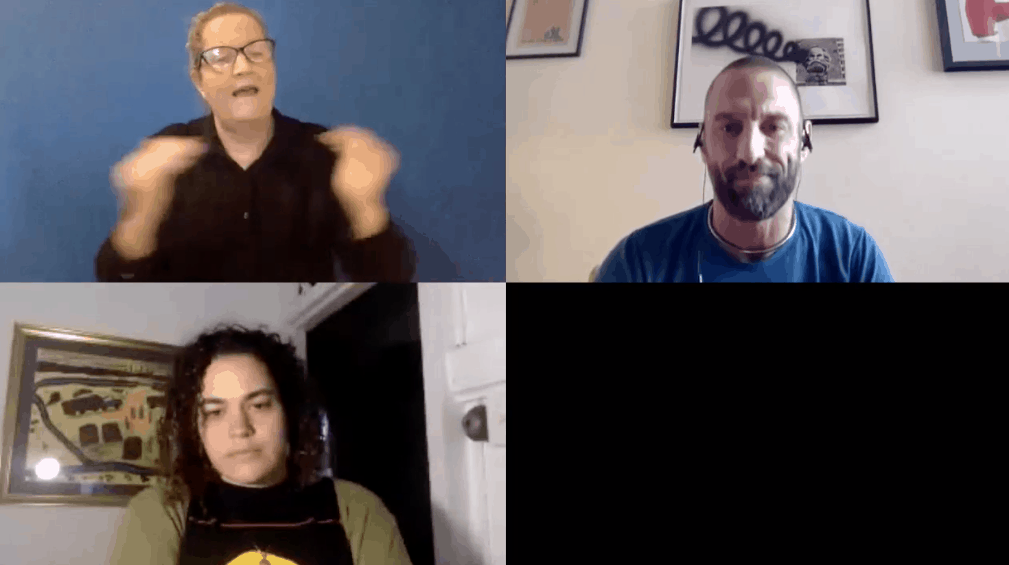 screenshot of speakers at online conference|