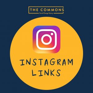 Text reads Instagram links with Instagram logo in yellow circle
