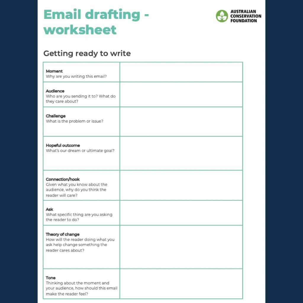 email drafting worksheet form