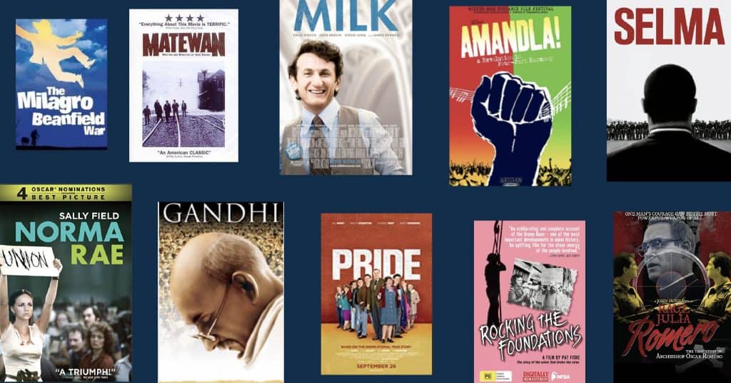 ten dvd covers of movies about social movements struggles and leaders