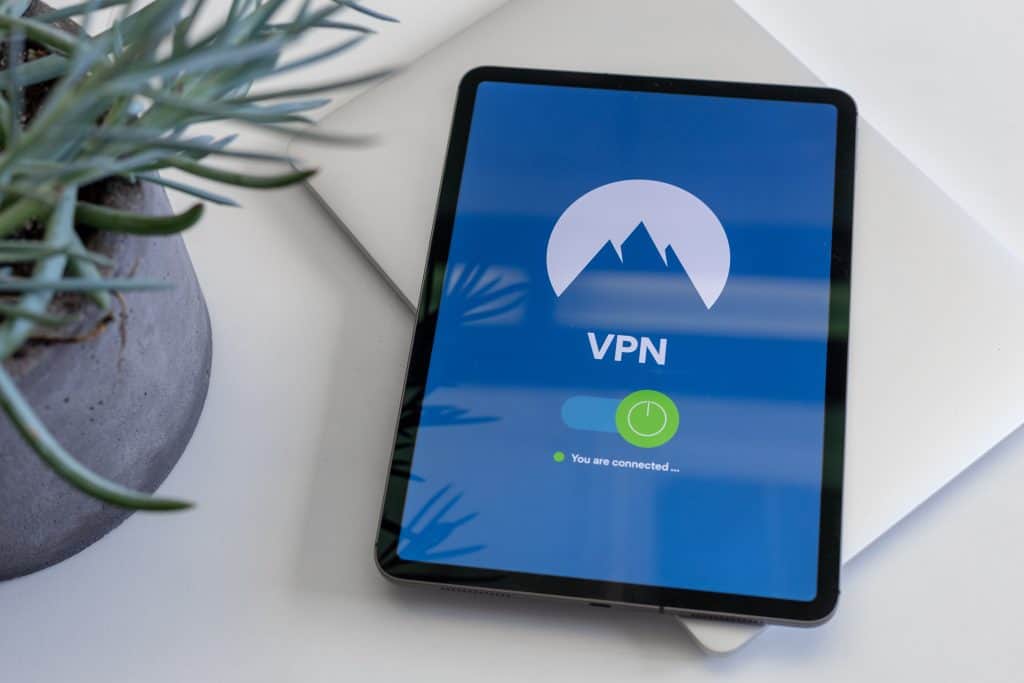 Tablet howing VPN screen on desk